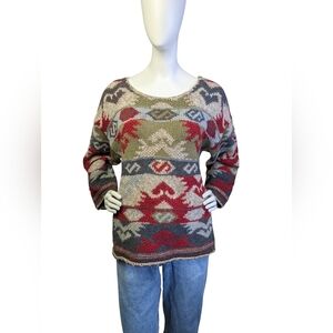 Vintage 100% Wool Andean Folk Art Sweater | Neutral Colours | Size M/L